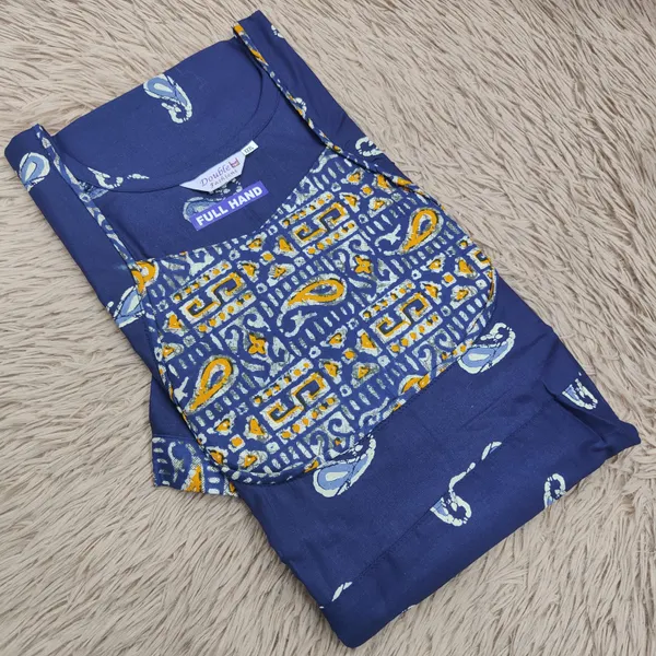 Premium Cotton Frock Style Nighty with Adjustable Rope & Side Pocket | NT3292