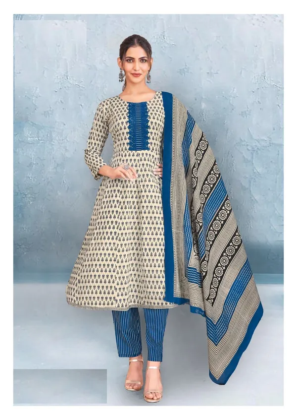Pure Cotton Anarkali Kurti Set with Bottom & Dupatta | TS2294