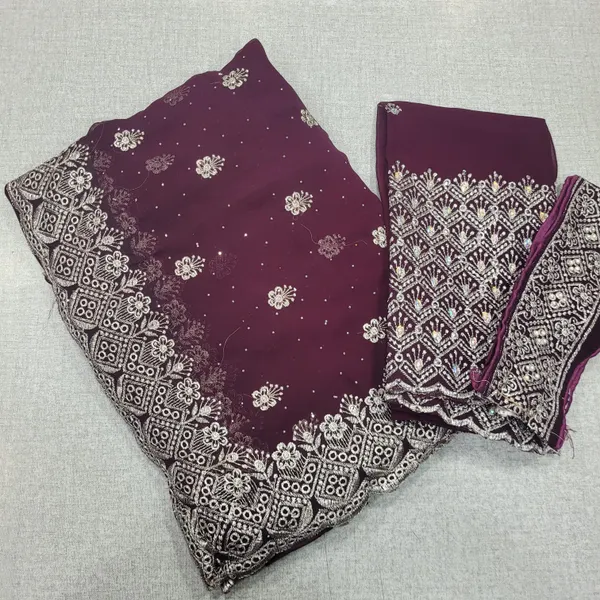 Heavy Georgett Saree with Heavy Blouse n Belt | SR168