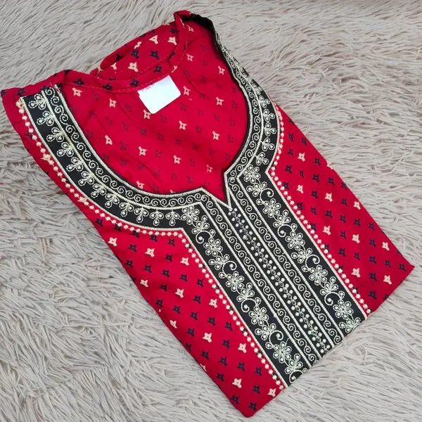 Ajrak Cotton | Embroidery Nighty | NT1371