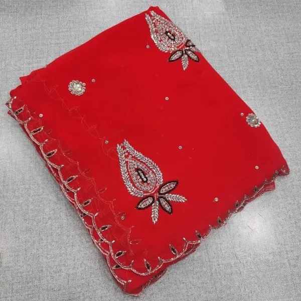 Chiffon Kolkatta handwork SareeWith work blouse | SR264