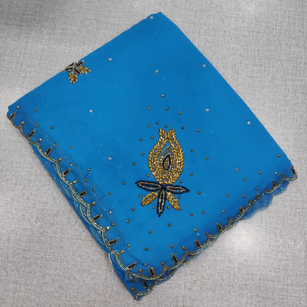 Plain chiffon Saree with Culcatta handwork | SR193