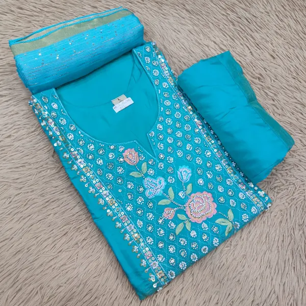 Premium Top Bottom Dupatta Set – Kolkata Style Handwork  | TS2200