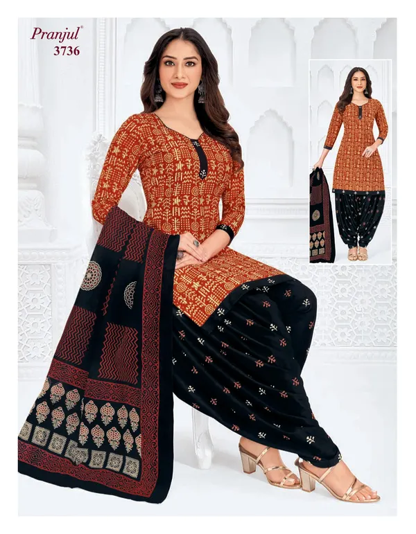 Pranjul Premium Cotton Stright Top patiyala Bottom with Dupatta | SW3736