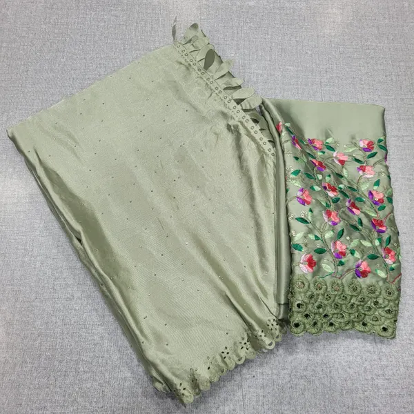 Premium Satin Saree with Heavy embroidery Blouse | SR161