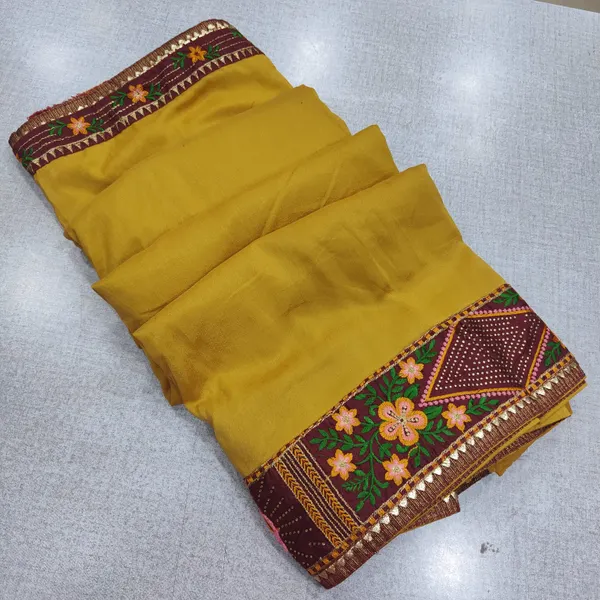Vichitra Silk embroidery border saree | SR276