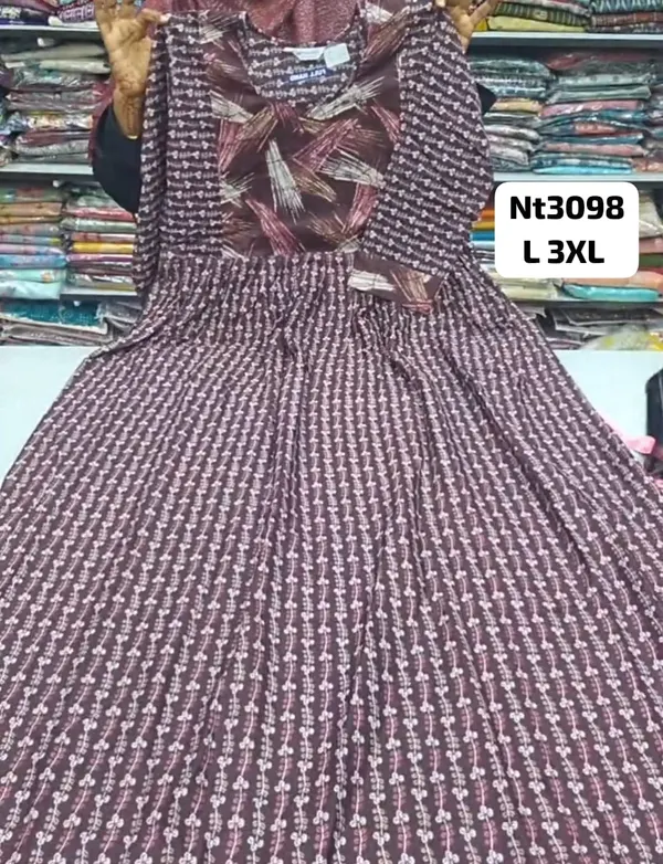 Full Hand Premium Frock Style Nighty } NT3098