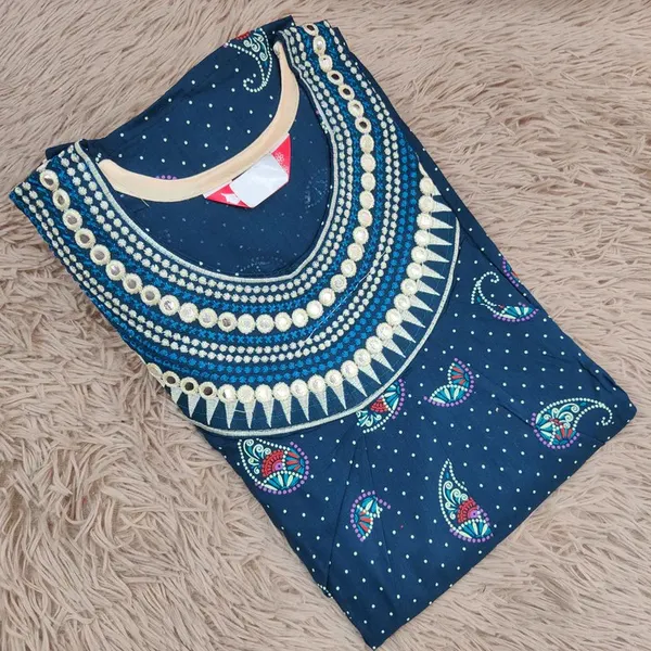 Ajrak Cotton | Embroidery Nighty | NT1377