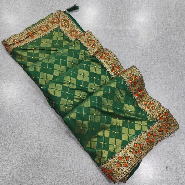 Vichitra Silk embroidery border saree | SR286