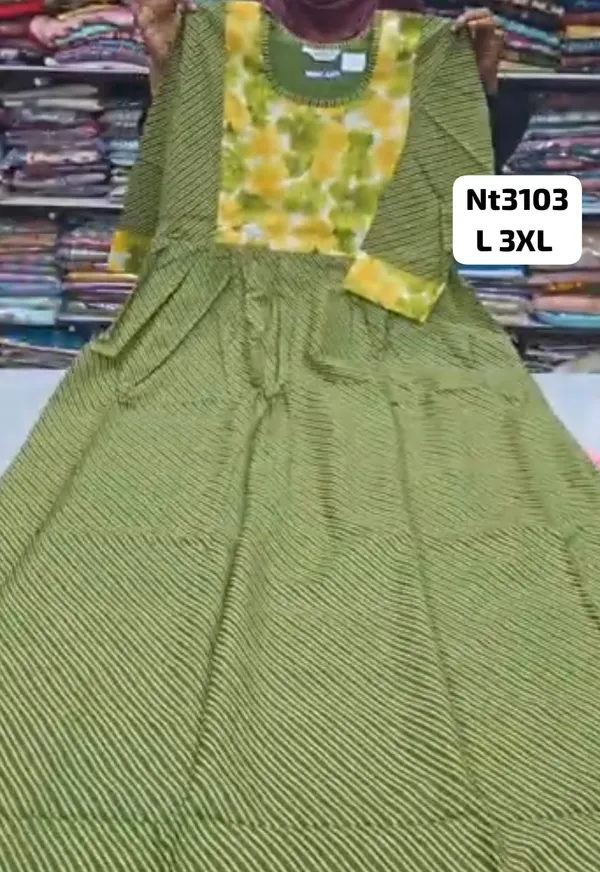 Full Hand Premium Frock Style Nighty } NT3103