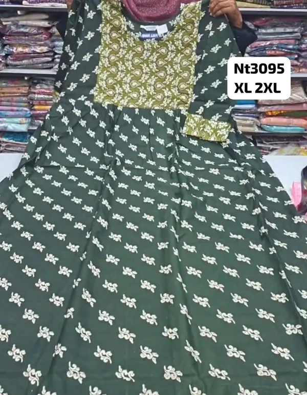 Full Hand Premium Frock Style Nighty } NT3095