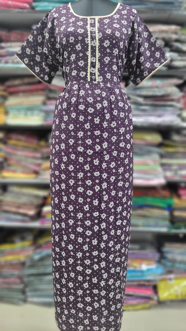 Premium Alphine Frock Nighty with Side Pocket & Adjustable Rope | NT2811