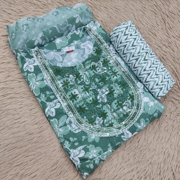 Cotton Anarkali Top Bottom Dupatta Set | TS3039