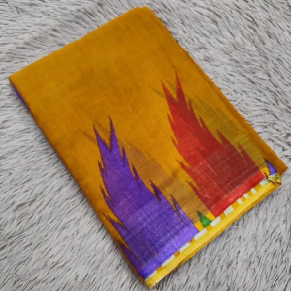 Linen Cotton Saree with Temple Border |SR33