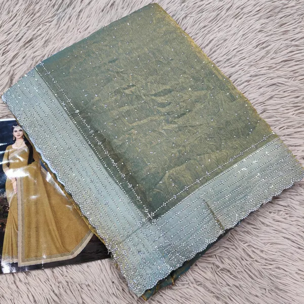 Space Silk Plain Saree With heavy Stone Work|SR31