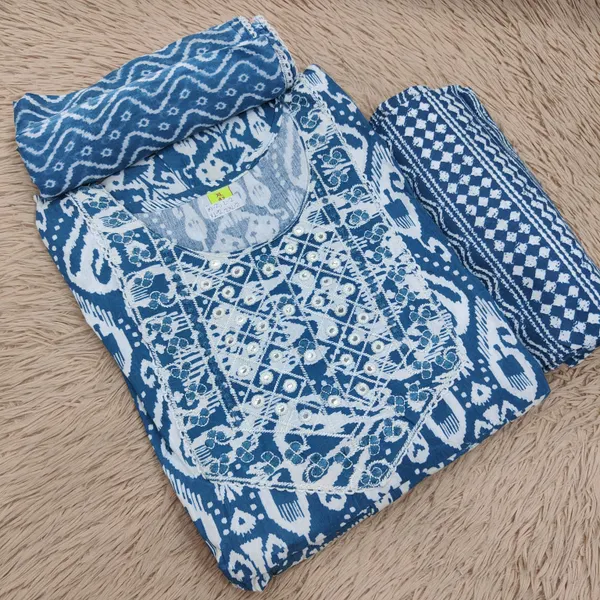 Cotton Anarkali Top Bottom Dupatta Set | TS3038