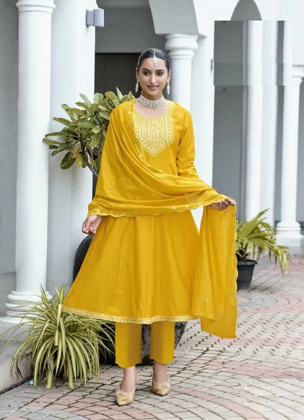 Premium Vatican Anarkali Top Bottom Dupatta Set | TS2524