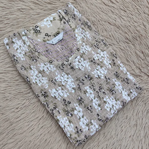 Premium Cotton Smocked Maxi Gown With Side pocket | MG73