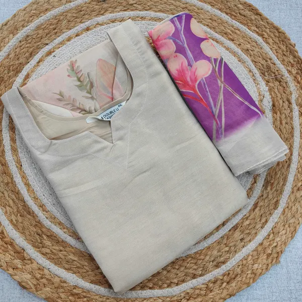 Shimmer Silk Straight Top with Dupatta | SK29