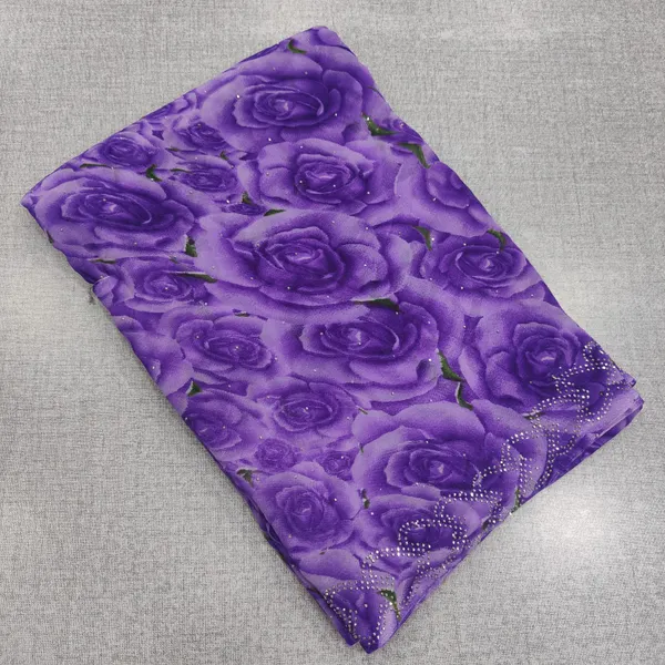 Premium Soft Chiffon Digital Floral design with stone work | SR181