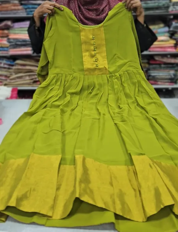 Chiffon Anarkali with Golden Zari Border | AK1114