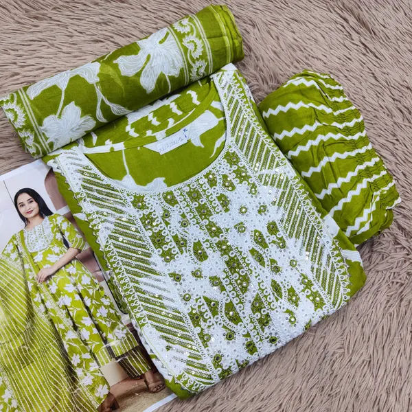 Premium Rayon Anarkali Top Bottom Dupatta Set | TS2028