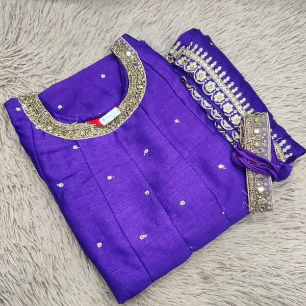 Silk Long Anarkali Kurti with Dupatta  | KS1176