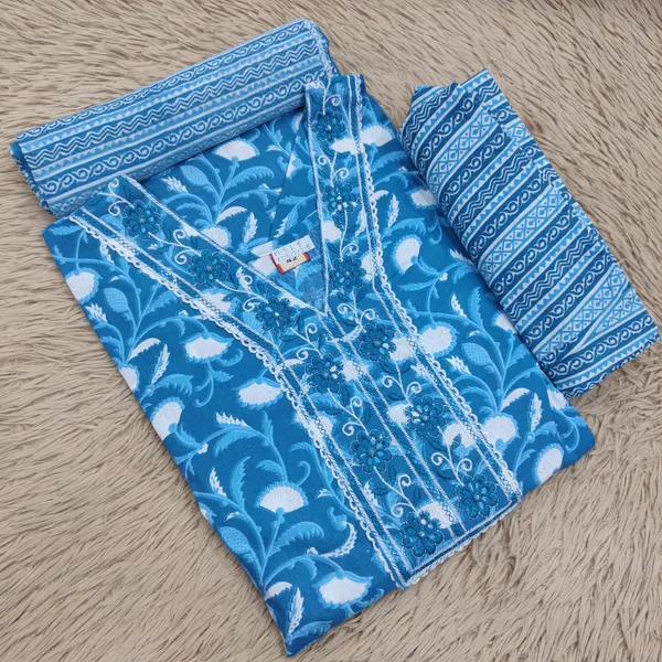 Cotton Anarkali Top Bottom Dupatta Set | TS3032