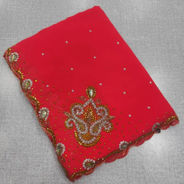 Chiffon Kolkatta handwork SareeWith work blouse | SR258