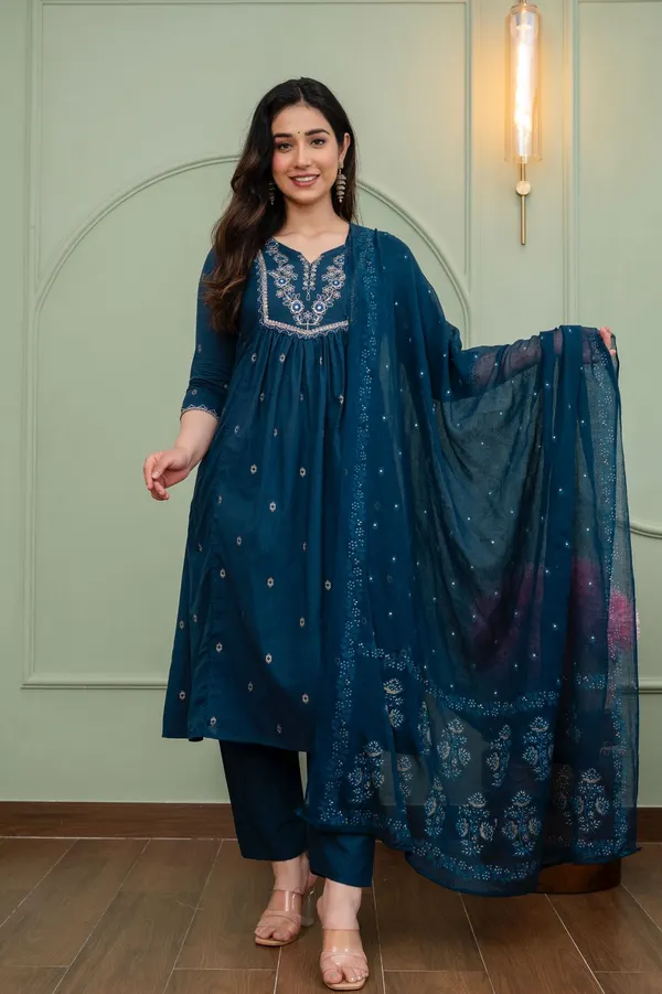 Premium 60×60 Cotton Top Bottom Dupatta Set | TS3008