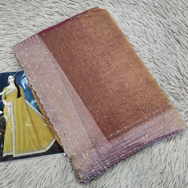 Premium Space Silk Plain Saree with Heavy Stone Work |SR38