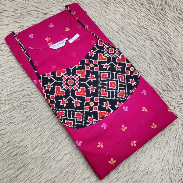 Premium Cotton Frock  Nighty with Adjustable Rope & Side Pocket | NT3358