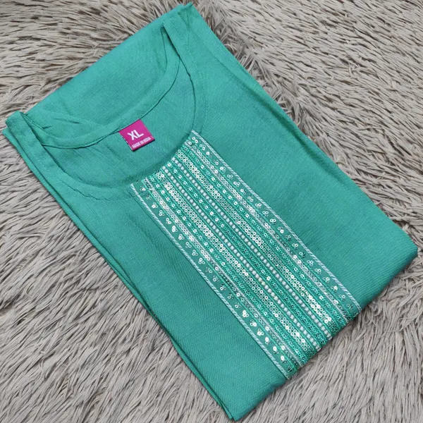 Premium Dual Tone Cotton Zari Embroidery Straight Kurti with Side Cut | SD48