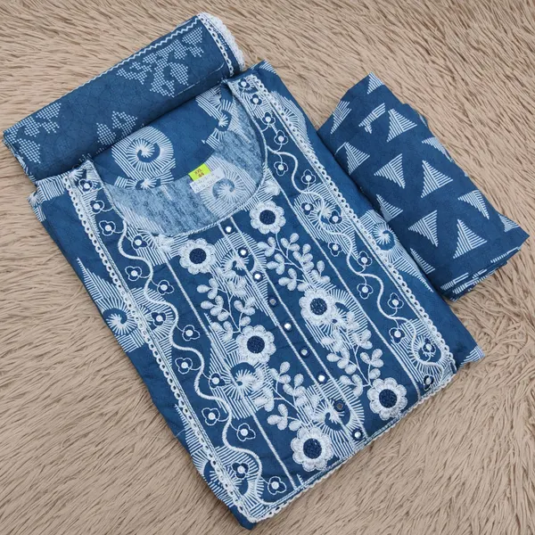 Cotton Anarkali Top Bottom Dupatta Set | TS3044