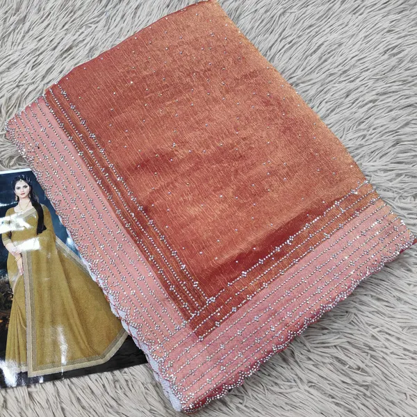 Space Silk Plain Saree With heavy Stone Work|SR31