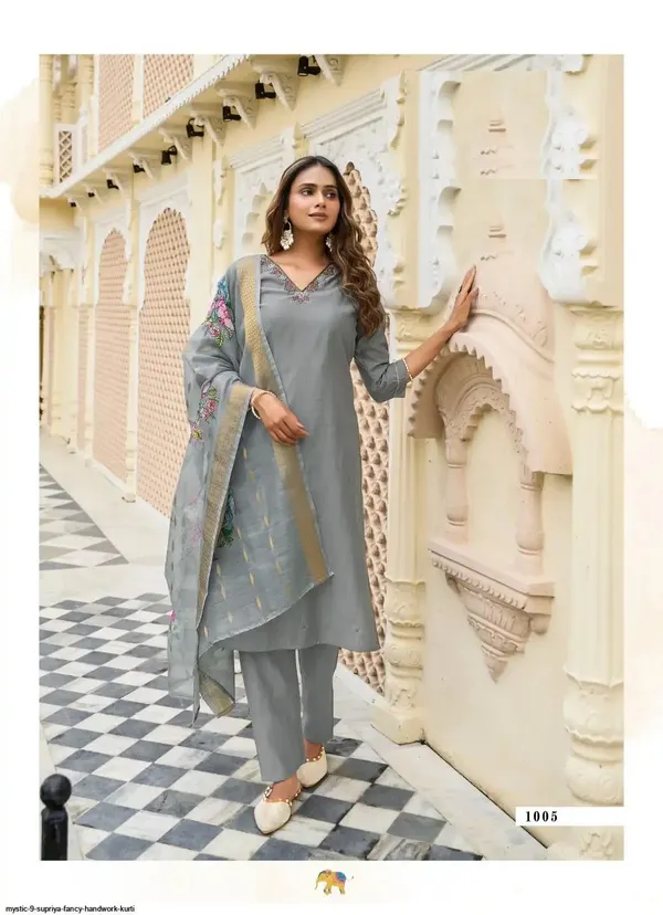 Premium Heavy Silk Handwork Suit Set with Chanderi Digital Zari Dupatta | TS2185