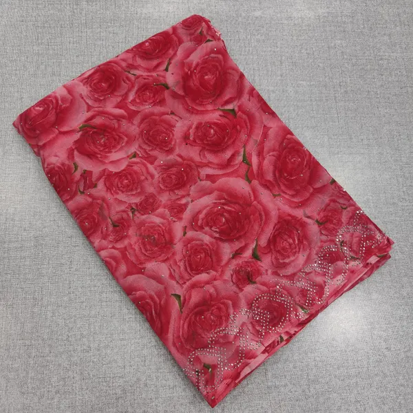 Premium Soft Chiffon Digital Floral design with stone work | SR181