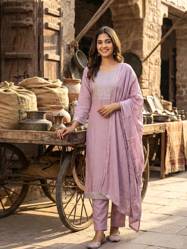 Roman Silk Straight Top Bottom Dupatta Set | TS2977