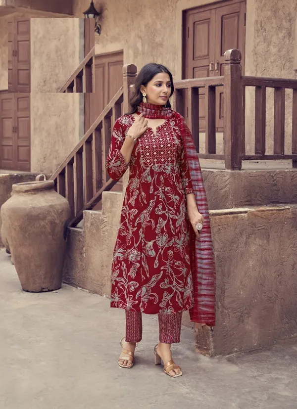 Premium Rayon Top–Bottom–Dupatta Set | TS2526