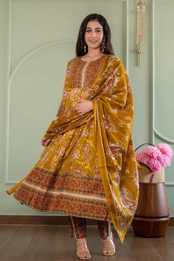 Premium Cotton Rayon Anarkali Kurti with Dupatta | KS1263