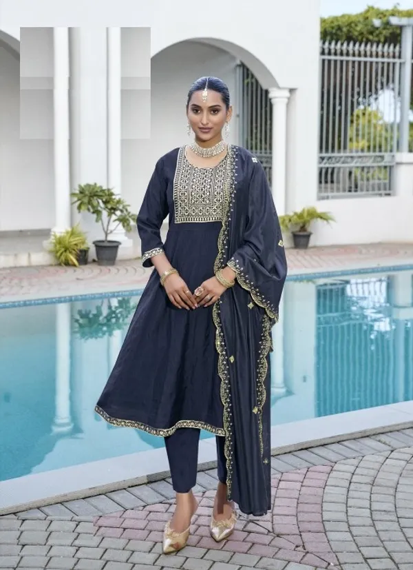 Premium Vatican Anarkali Top Bottom Dupatta Set | TS2525