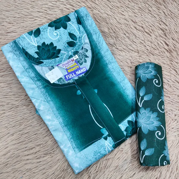 Premium Cotton Full Hand Nighty with Matching Shawl | NT2676