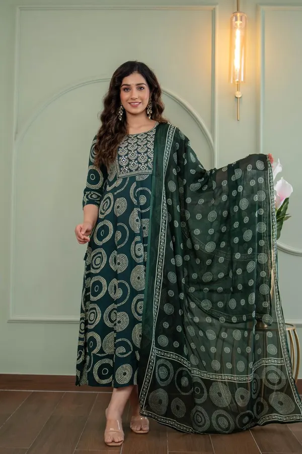 Premium Rayon Anarkali Kurti with Dupatta | KS976