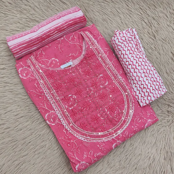 Cotton Anarkali Top Bottom Dupatta Set | TS3034