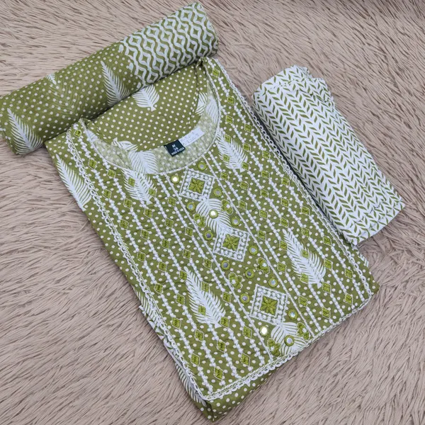 Cotton Anarkali Top Bottom Dupatta Set | TS3043