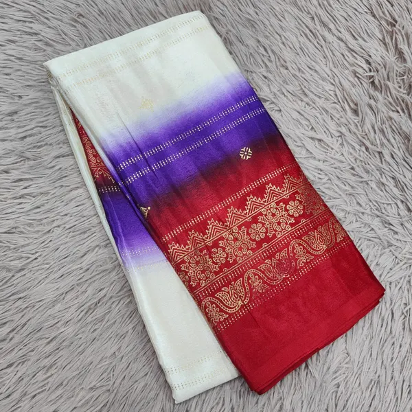 Soft Creap Saree with Contrast Border n Foil work | SR76 