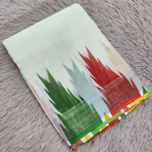Linen Cotton Saree with Temple Border |SR33