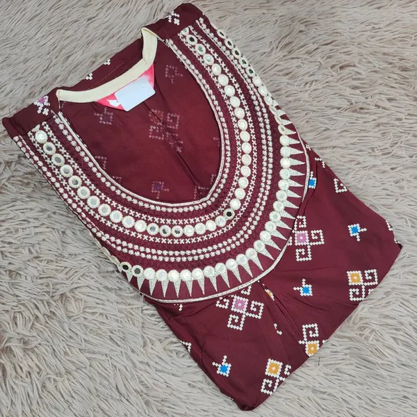 Ajrak Cotton | Embroidery Nighty | NT1378