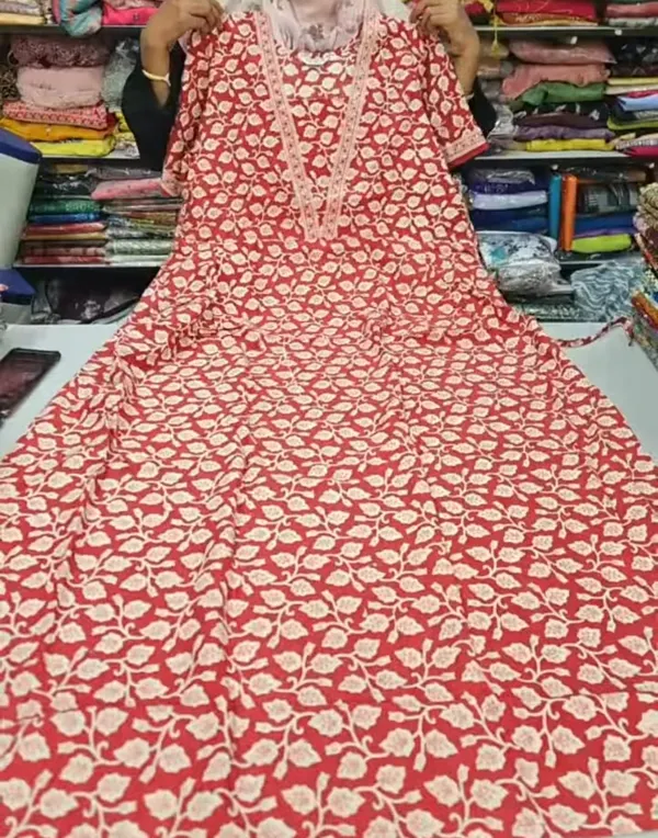 Pure Jaipur Cotton V-Neck Frock Maxi | NT3778