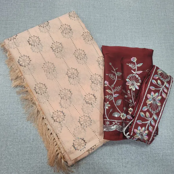 Fancy Plain Sarees with heavy work blouse | SR151